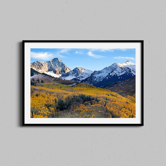 Colorado Autumn Aspen Forest Snowy Mountain Peaks Photo Poster