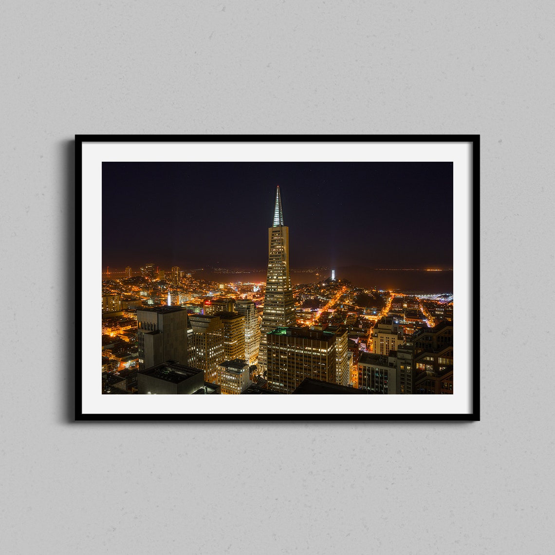 San Francisco Night Skyline Transamerica Pyramid Photo Poster