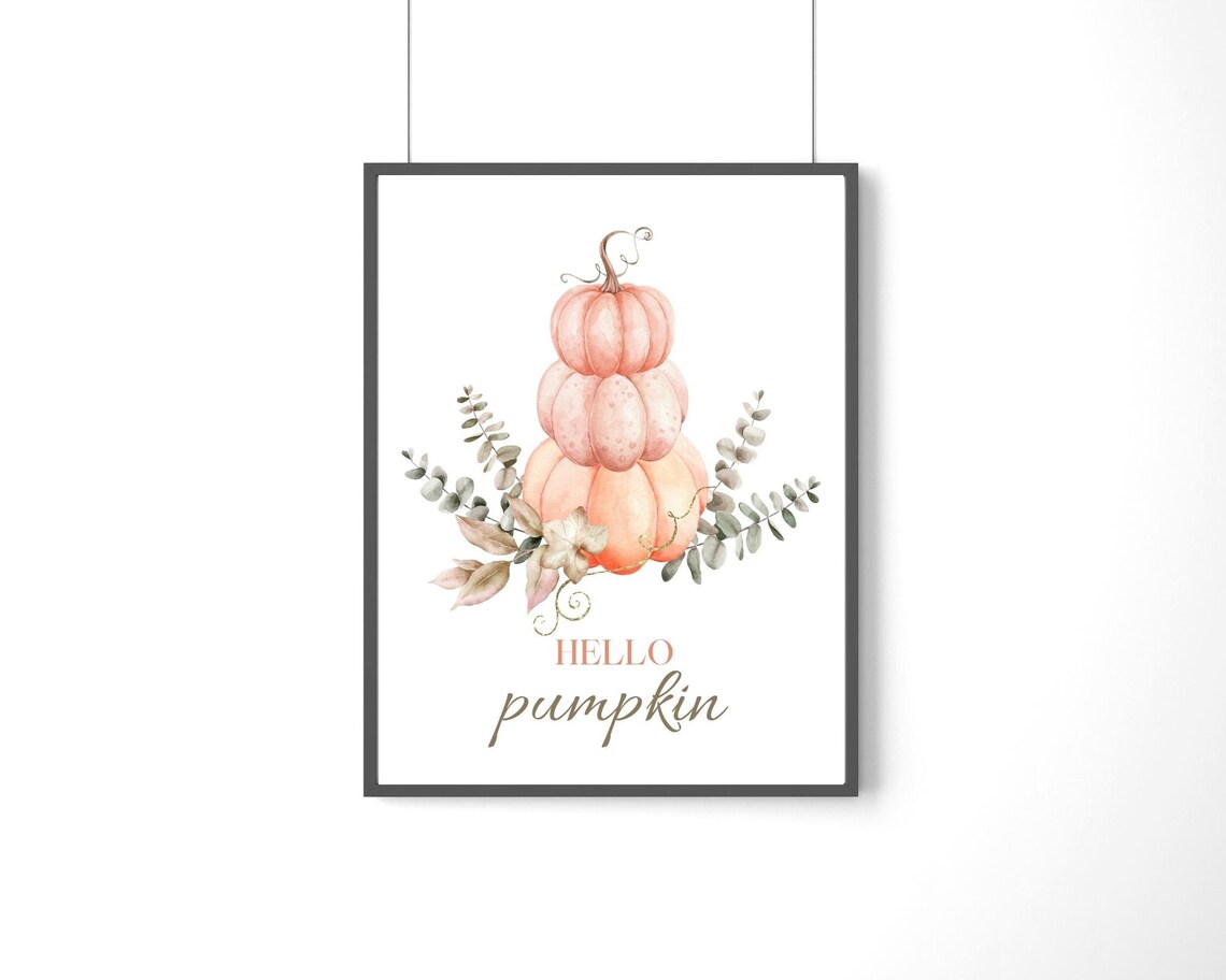 Hello Pumpkin Art Print, Autumn Halloween Decor - Image 3