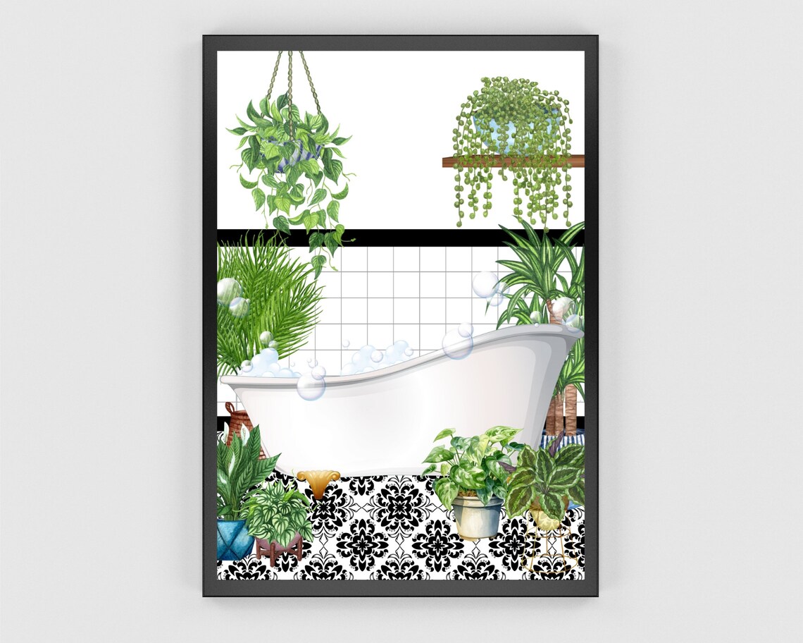 Botanical Bathtub Print, Bathroom Watercolor Art - Image 3