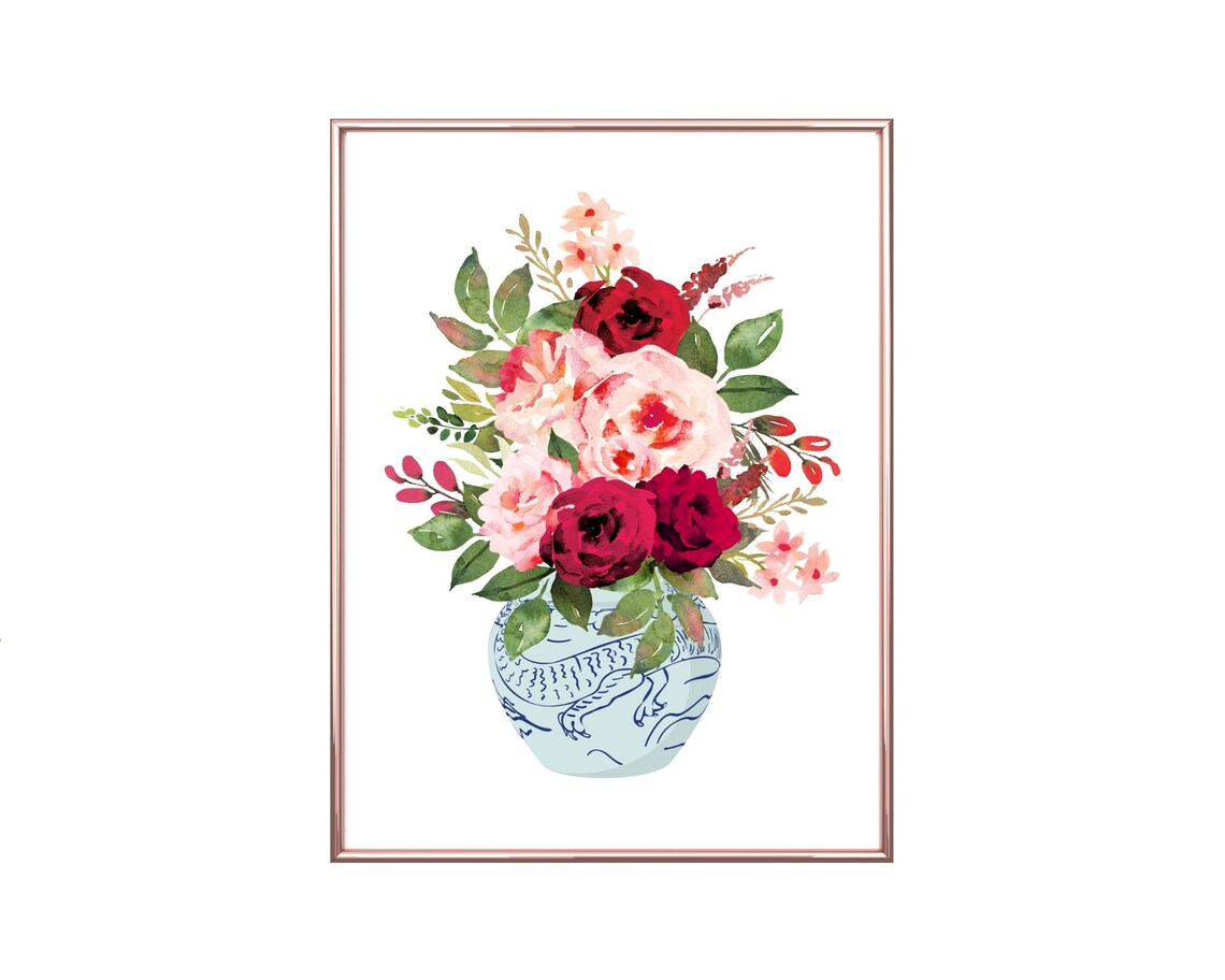 Ginger Jar Chinoiserie Art Print, Blue and White Vase - Image 3