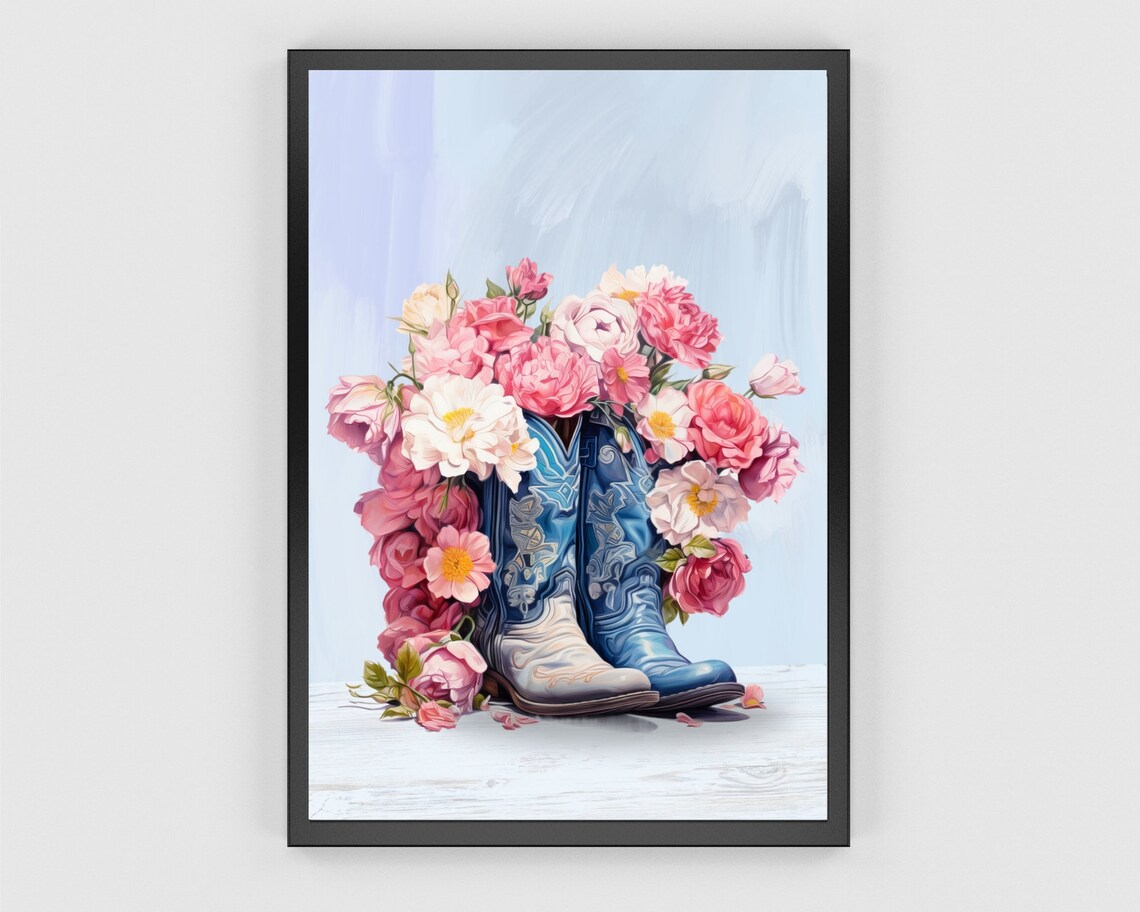 Retro Western Cowgirl Boots Art Print, Vintage Poster - Image 3