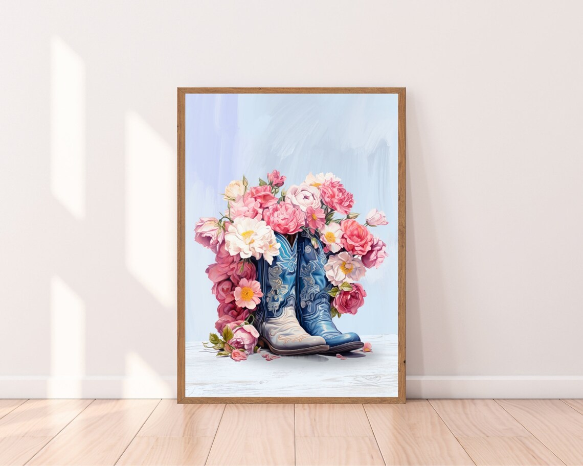 Retro Western Cowgirl Boots Art Print, Vintage Poster - Image 2