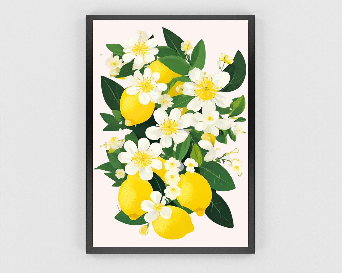 Lemon Wall Art Kitchen Print Lemon Wall Decor Citrus Artwork Fruit Market Poster Trending Art Prints Abstract Lemon Illustration - Image 3