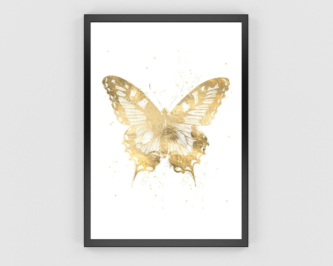 Gold Butterfly Print, Boho Vintage Retro Art Print - Image 3