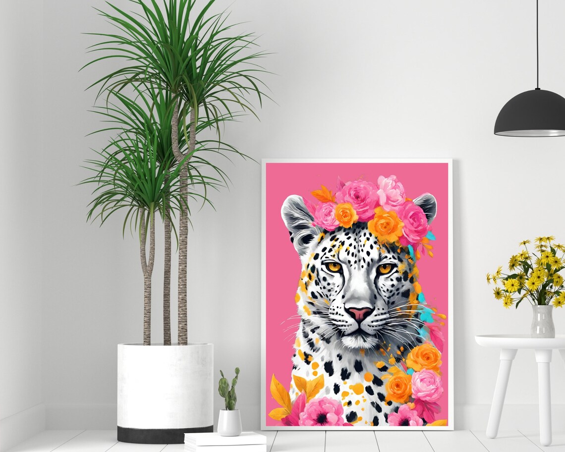 Tropical Leopard Floral Leopard Art Print, Maximalist - Image 2