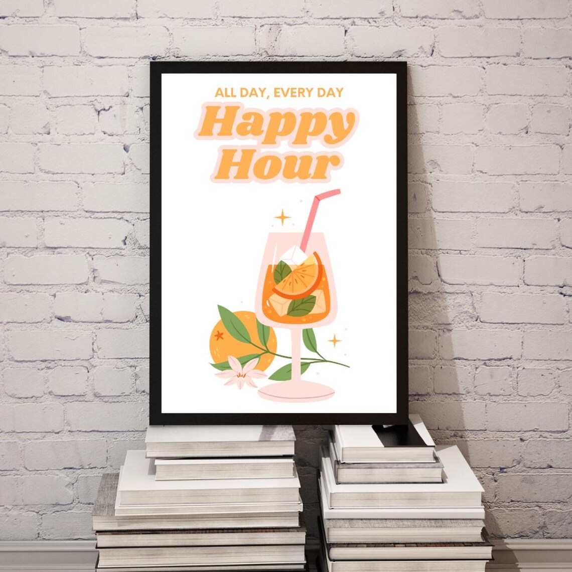 Happy Hour Cocktail Quote Art Print - Image 4