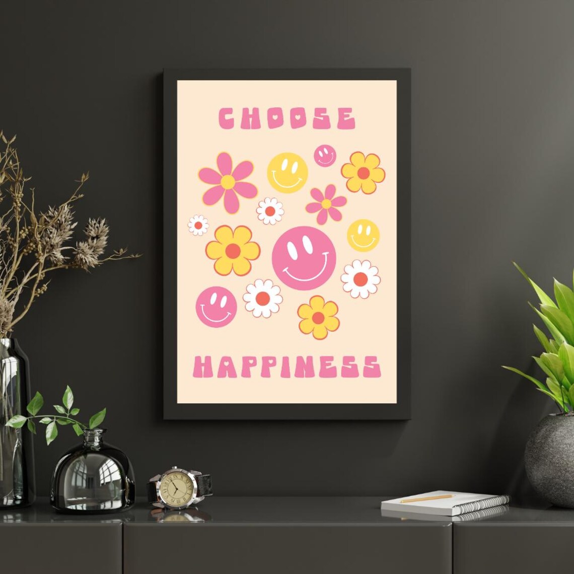 Choose Happiness Quote, Motivational Art Print - Image 2
