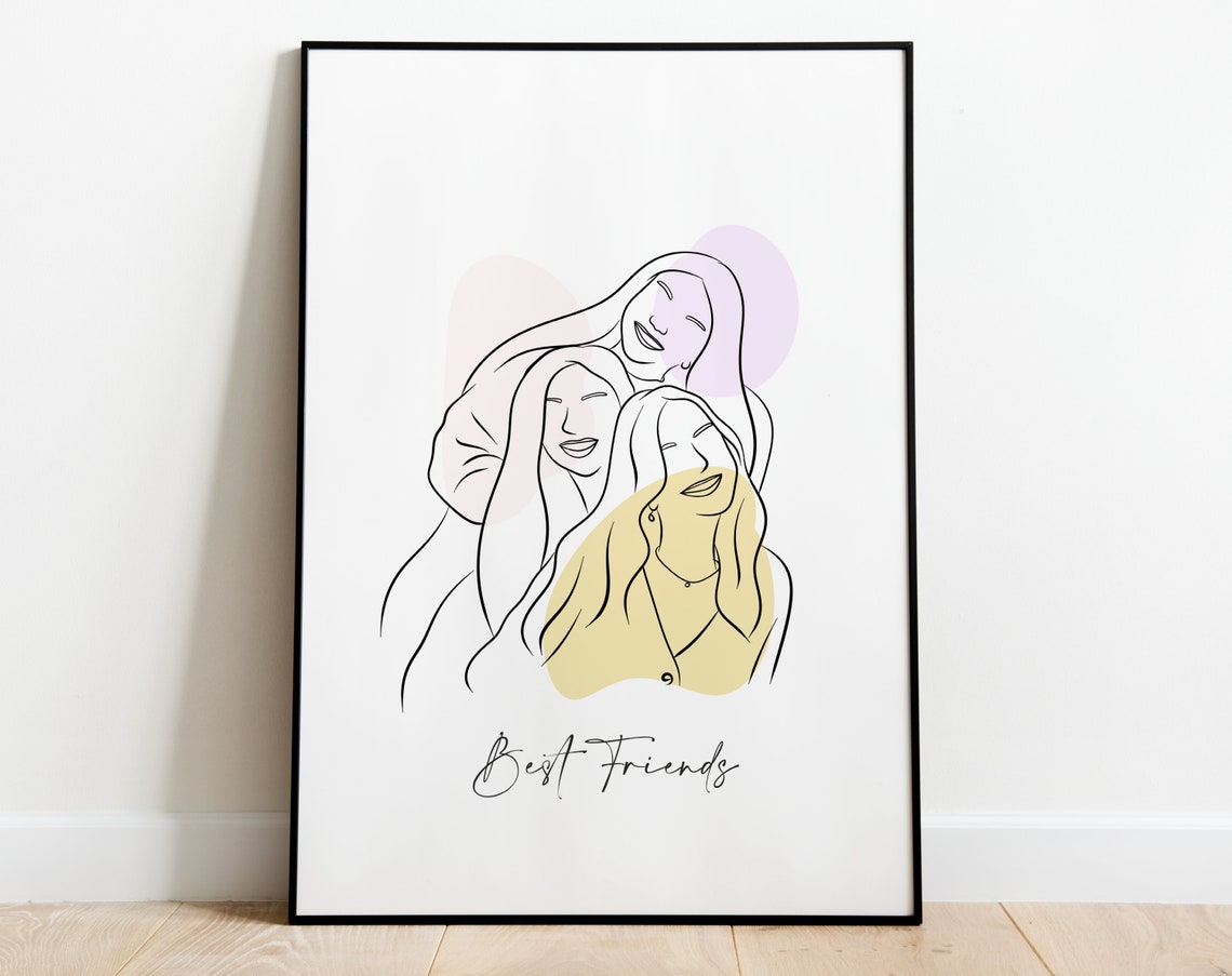 Custom Minimalist Single Line Drawing Couple Portrait Poster - Image 2