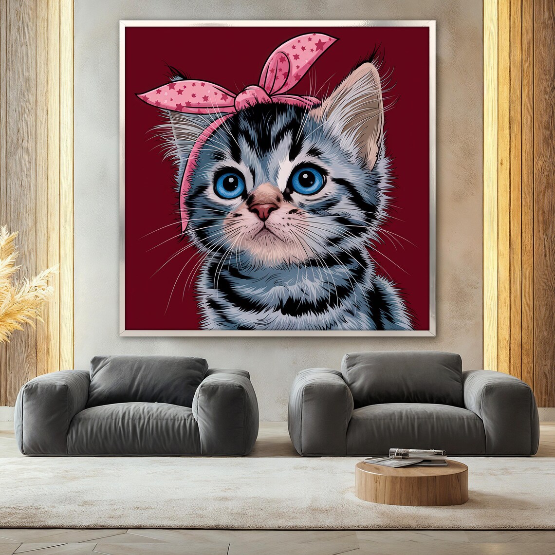 Cute Kitten Painting, Blue-Eyed Cat Gift - Image 2