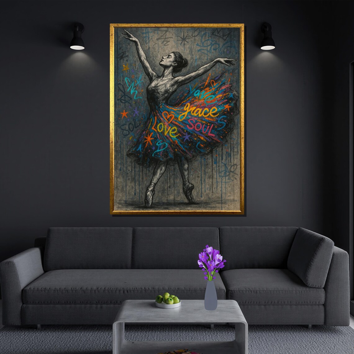 Graceful Ballerina Graffiti Painting, Ballet Gift - Image 3