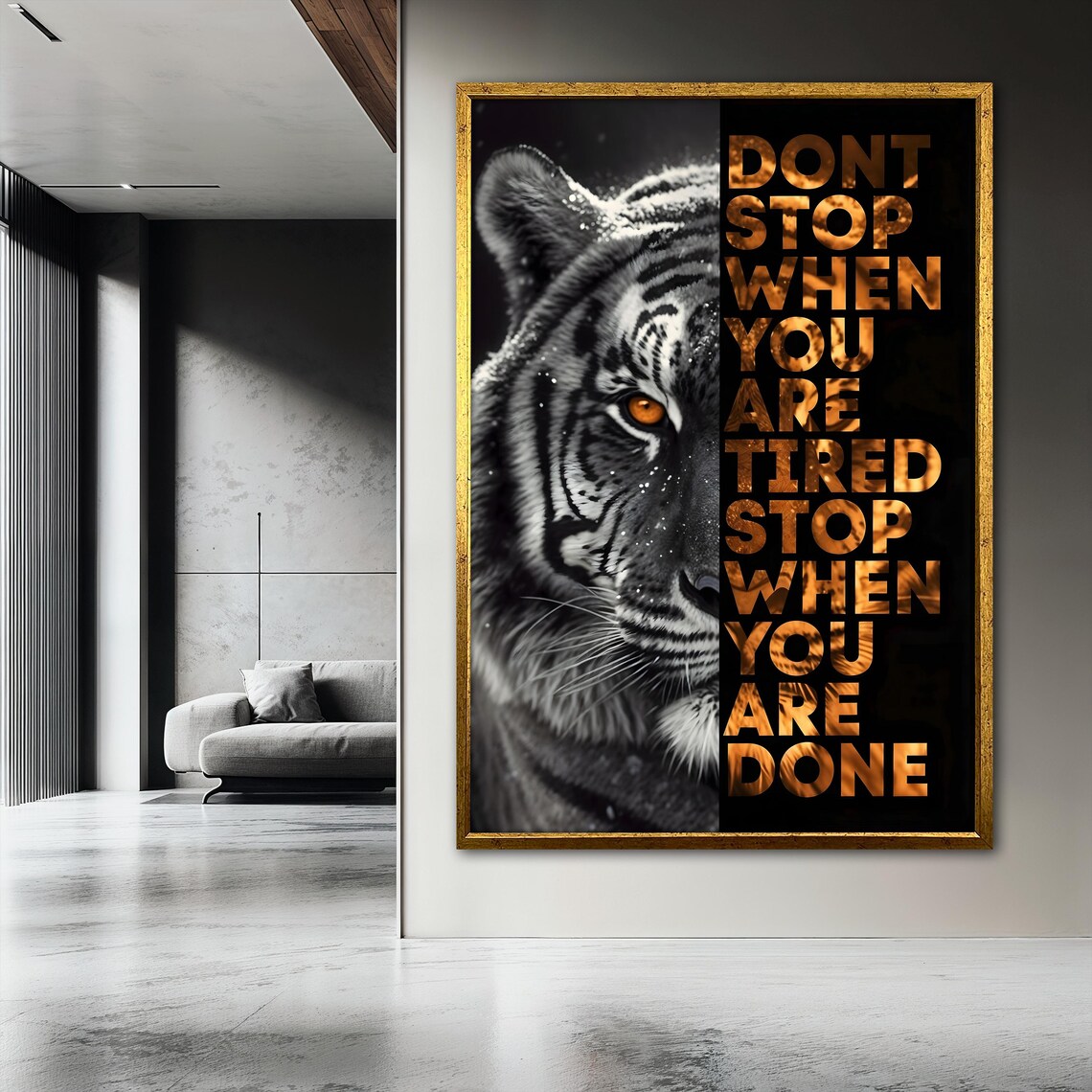 Tiger Motivational Painting, Bold Quote Decor - Image 3
