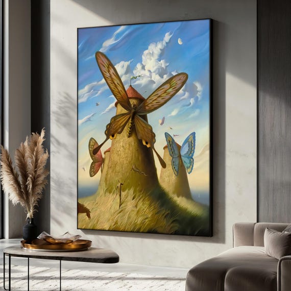 Vladimir Kush Surreal Butterfly Windmill Art Print