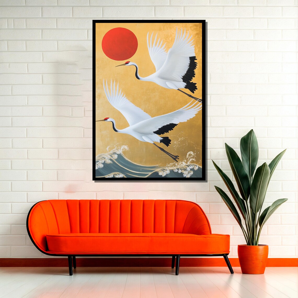 Japanese Cranes Painting, Elegant Asian Style - Image 2