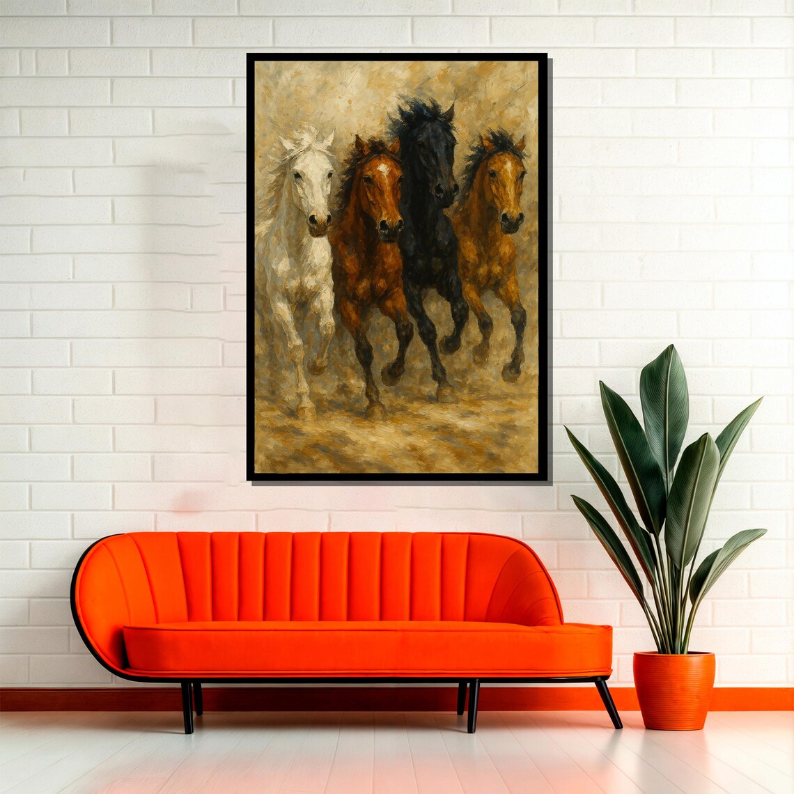 Running Horses, Rustic Western Art Print - Image 2