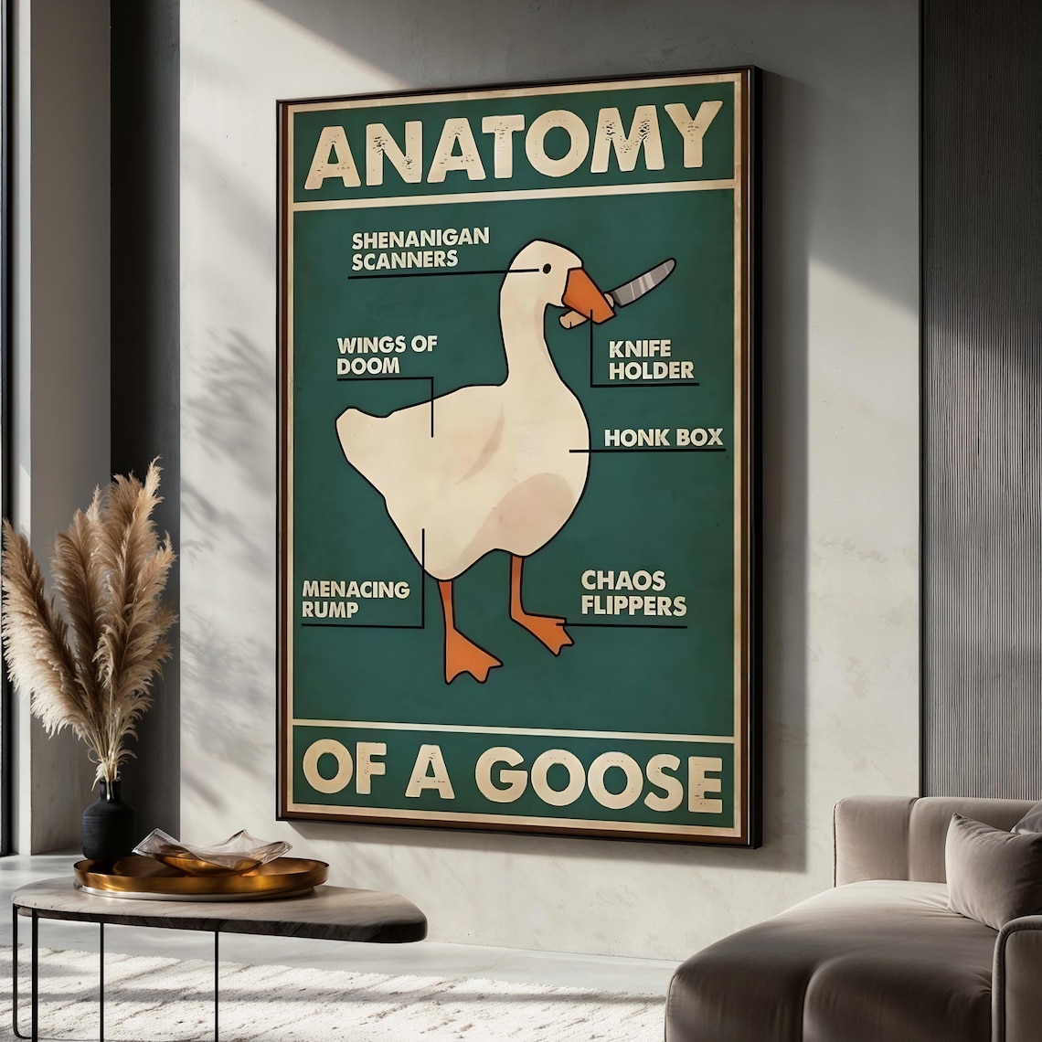 Funny Goose Painting, Humorous Animal Art Print