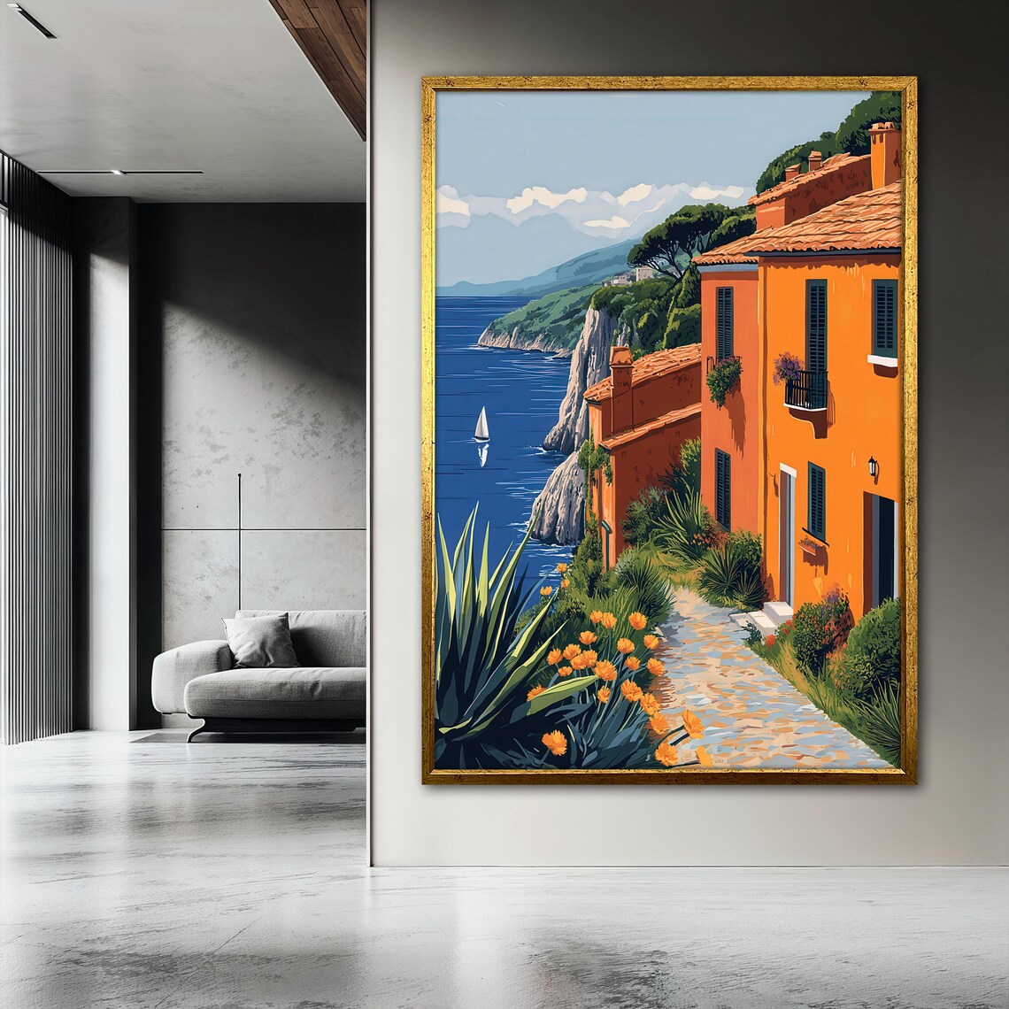 Mediterranean Coastal View, Italian Village Landscape - Image 3