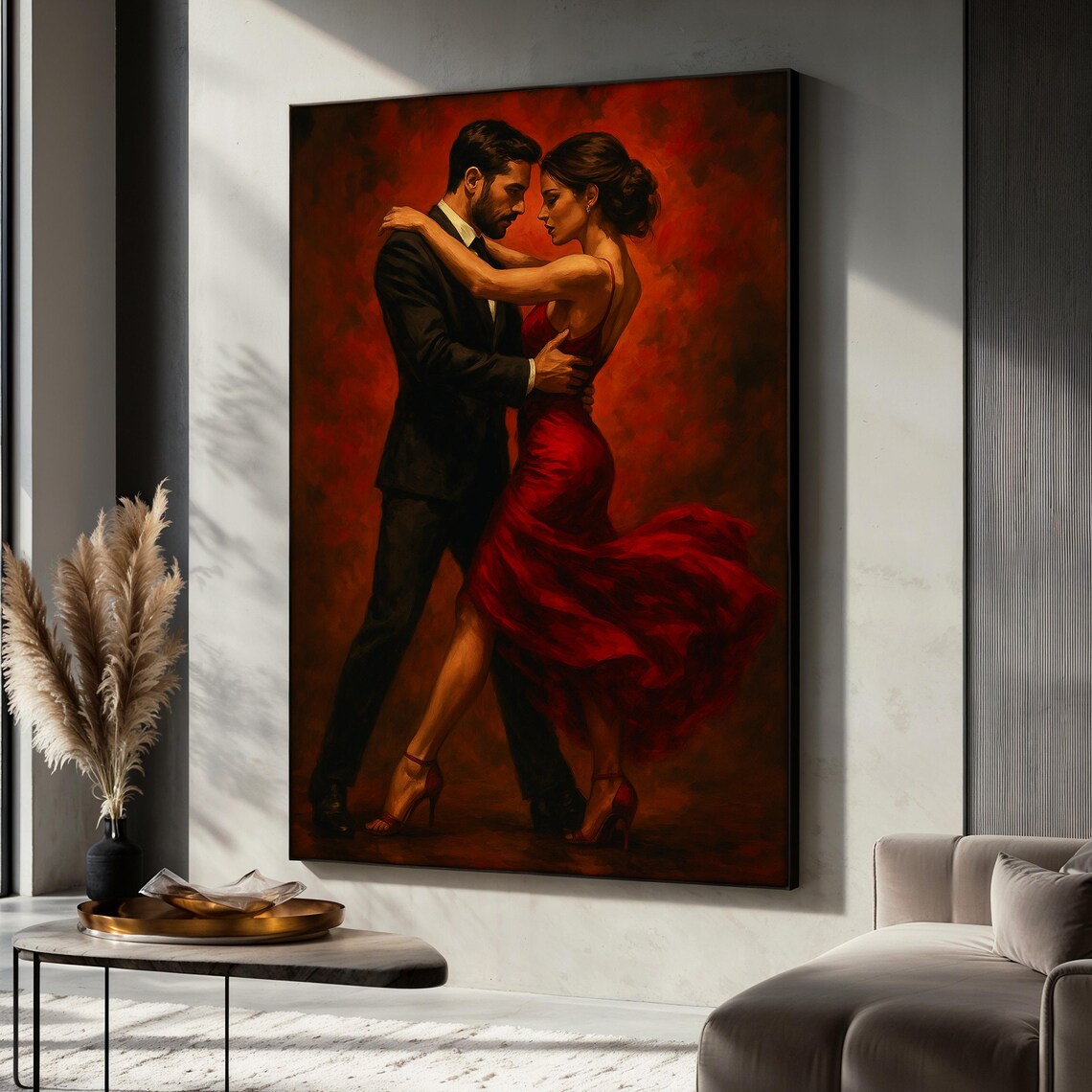 Romantic Dance Latin Couple, Elegant Ballroom Art Print