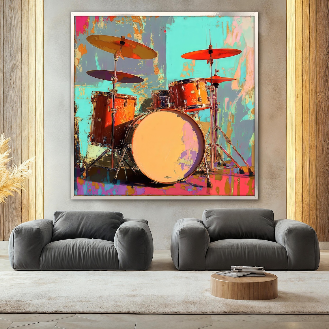 Colorful Drum Set Painting, Modern Music Art - Image 2