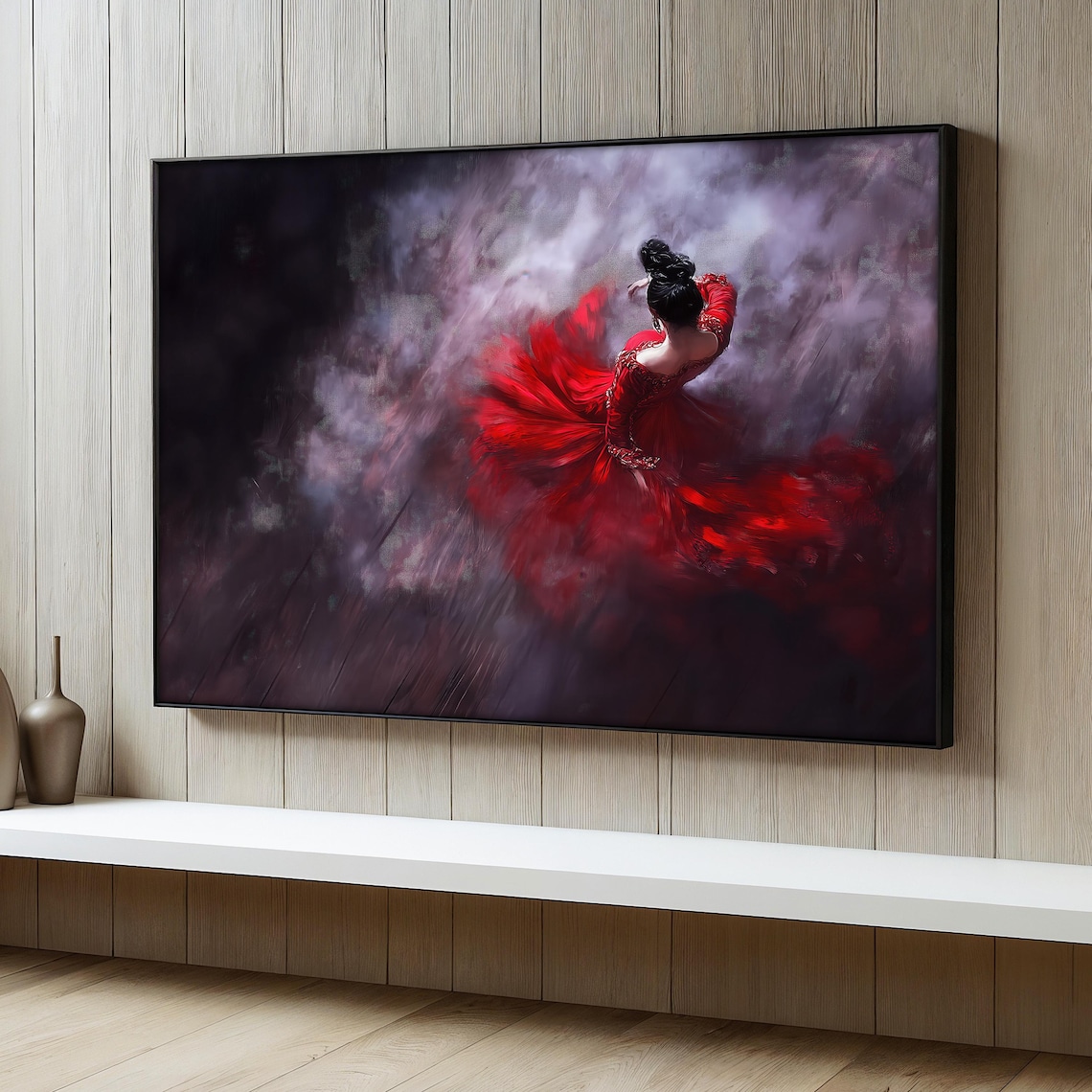 Graceful Woman Dancing in Flowing Dress, Romantic