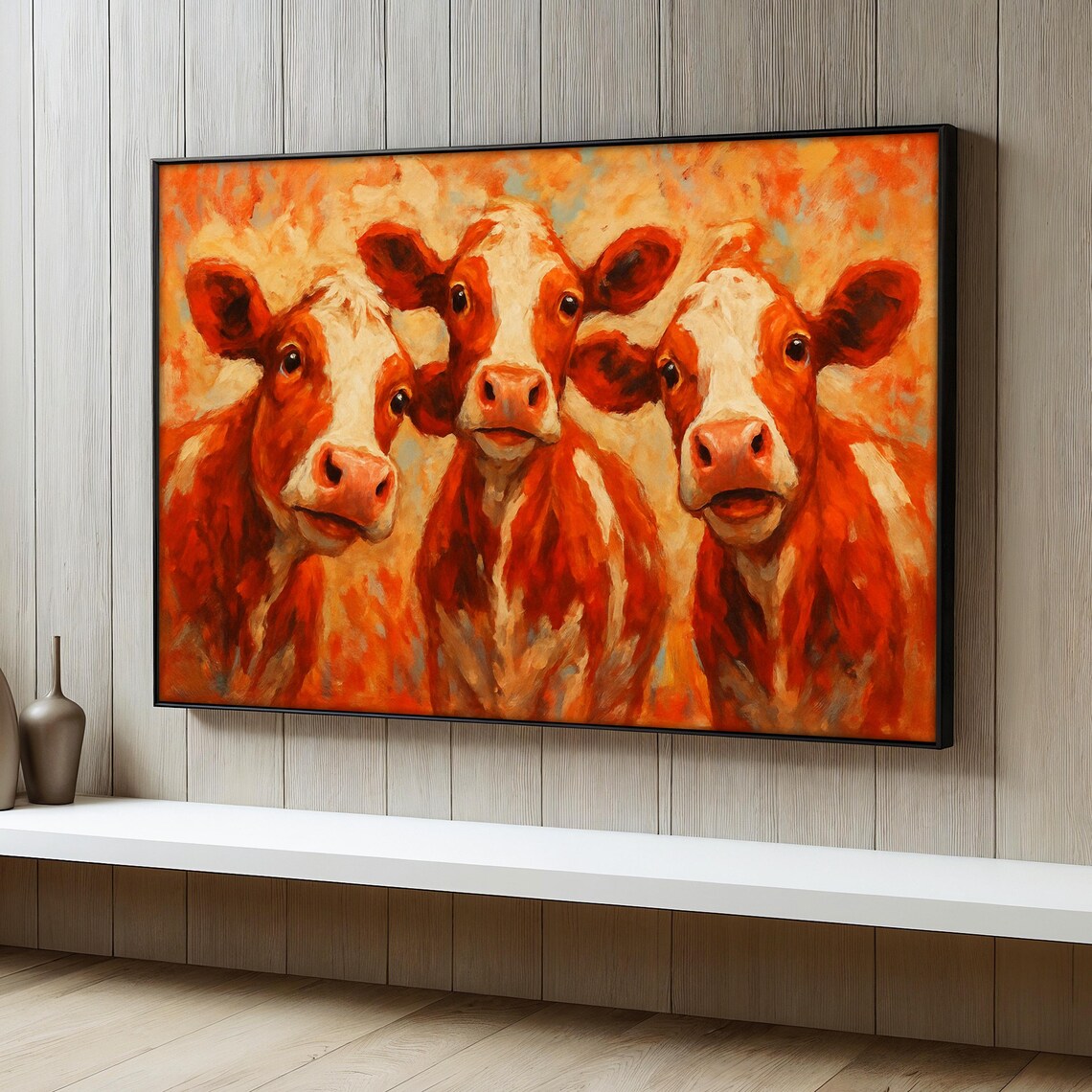 Funny Cow Painting, Whimsical Farm Animal Art
