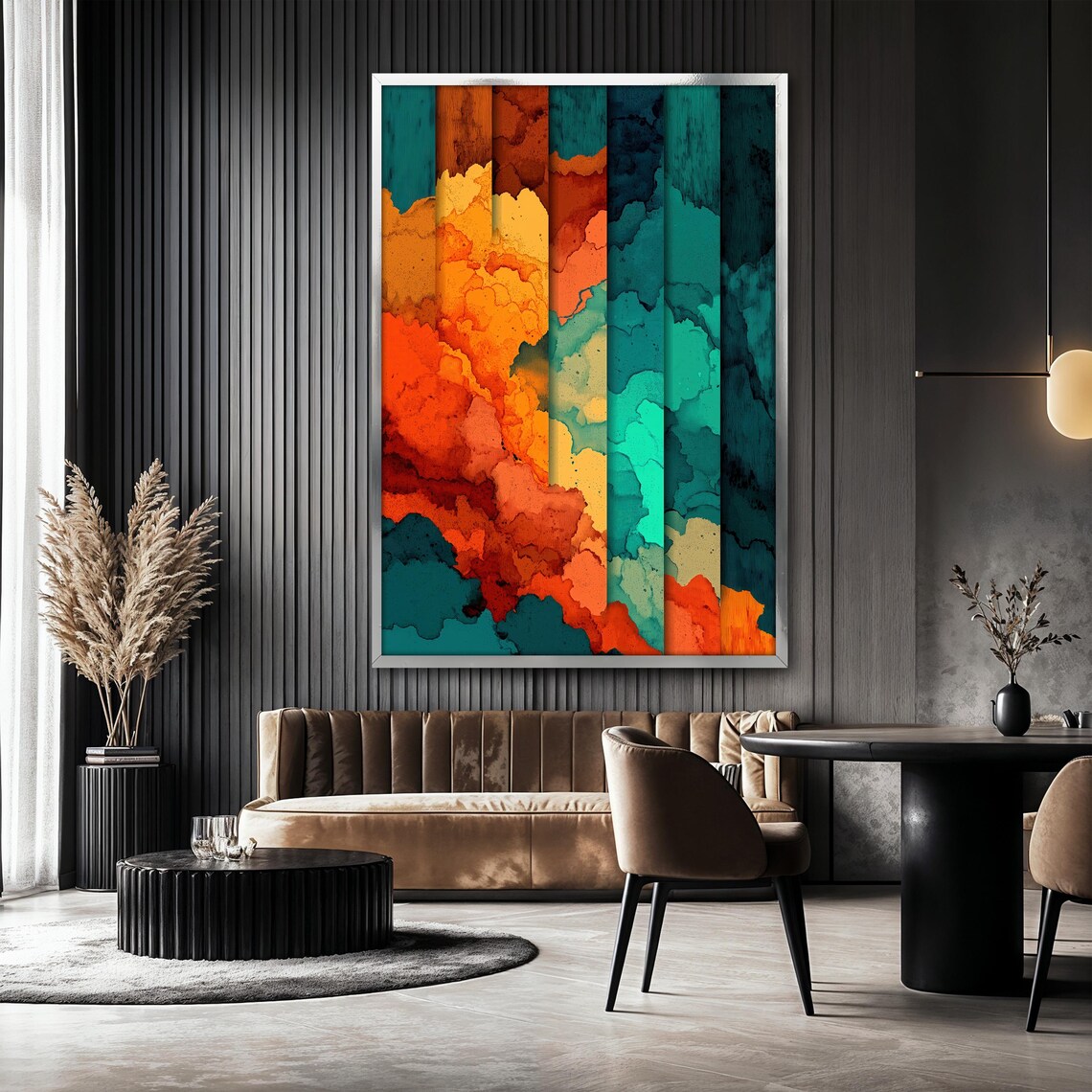 Striped Abstract Painting, Modern Geometric Decor - Image 2