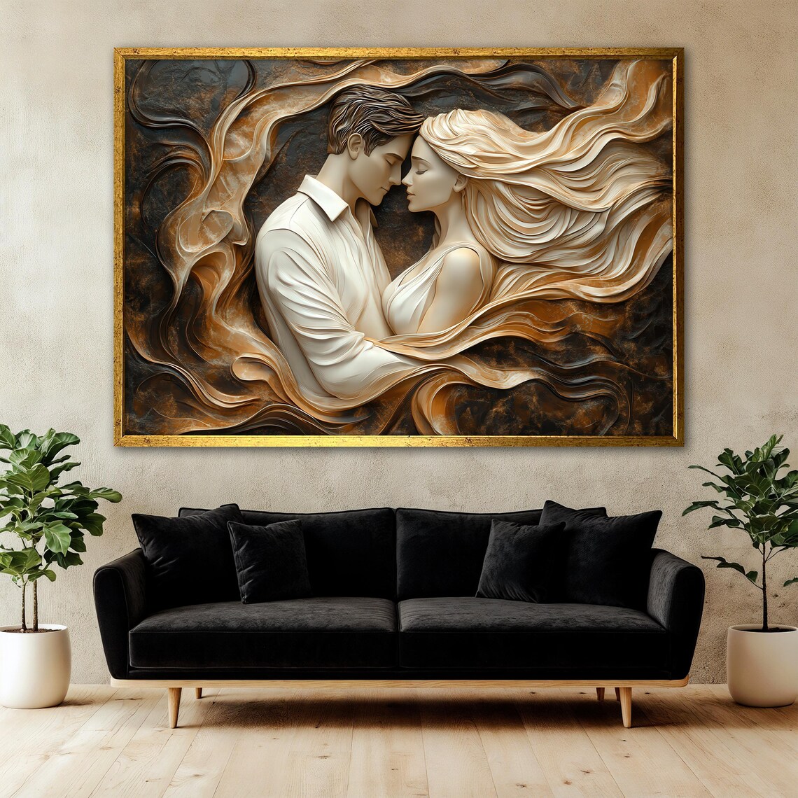Romantic Couple Art Print, Modern Bedroom Decor - Image 3