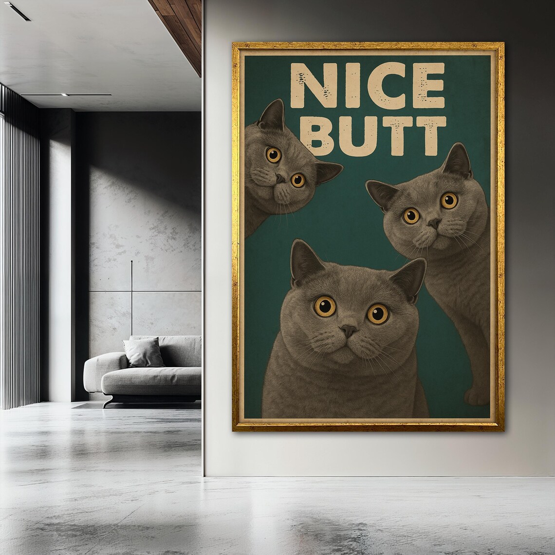 Funny Cat Bathroom Poster, Curious Cats Humorous Sign - Image 3