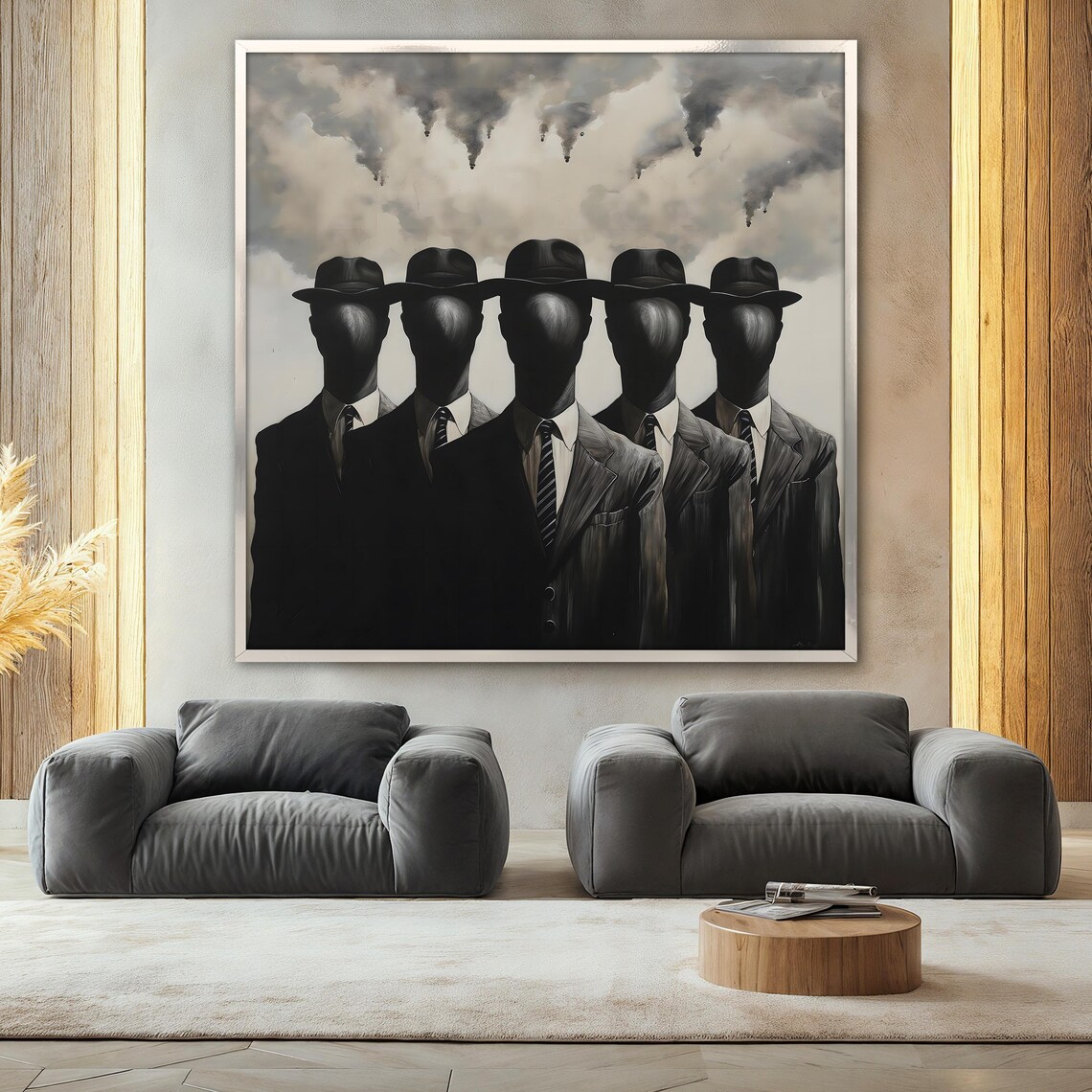 Ren Magritte, Surreal Faceless Men Art Print - Image 2