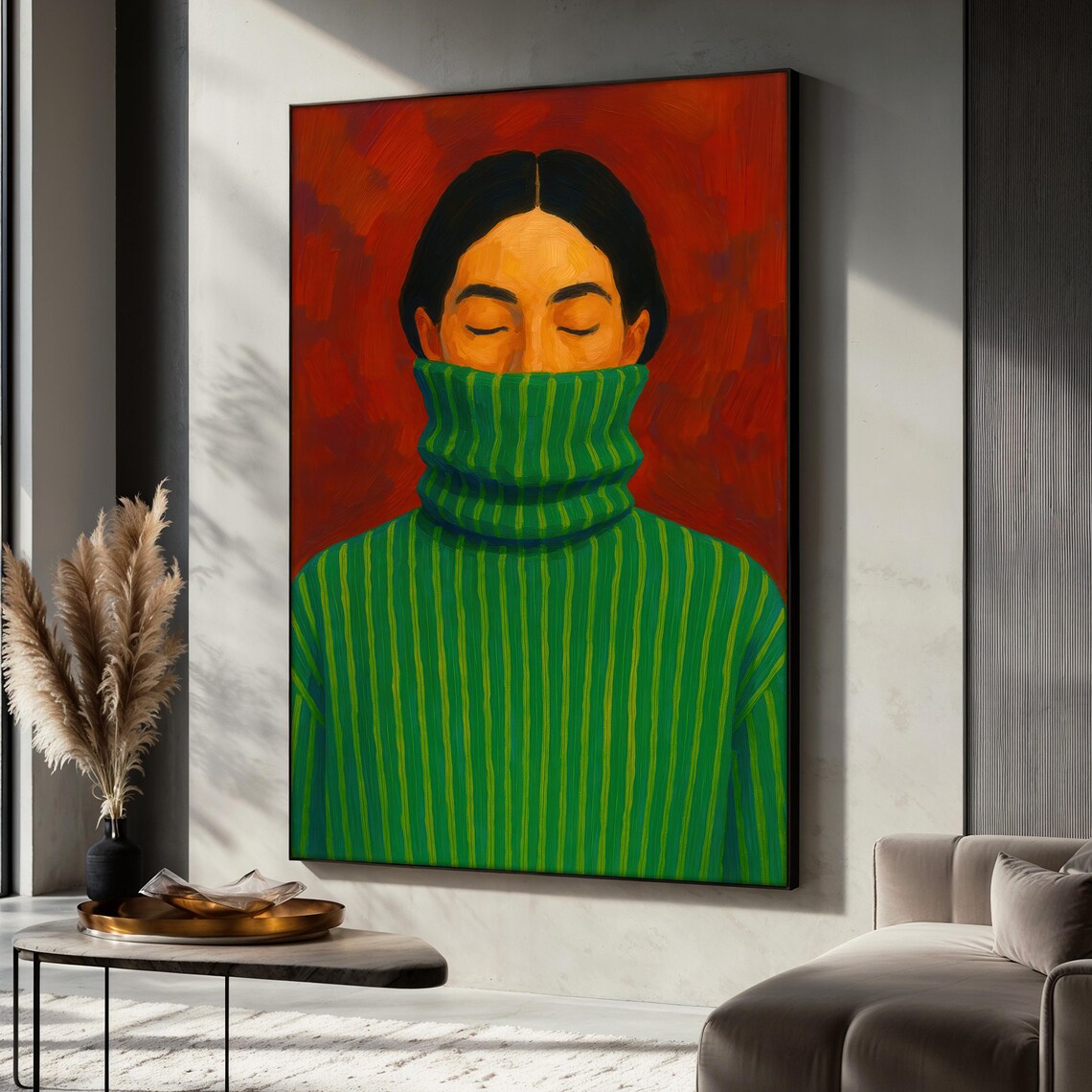 Modern Woman Painting, Bold Minimalist Portrait