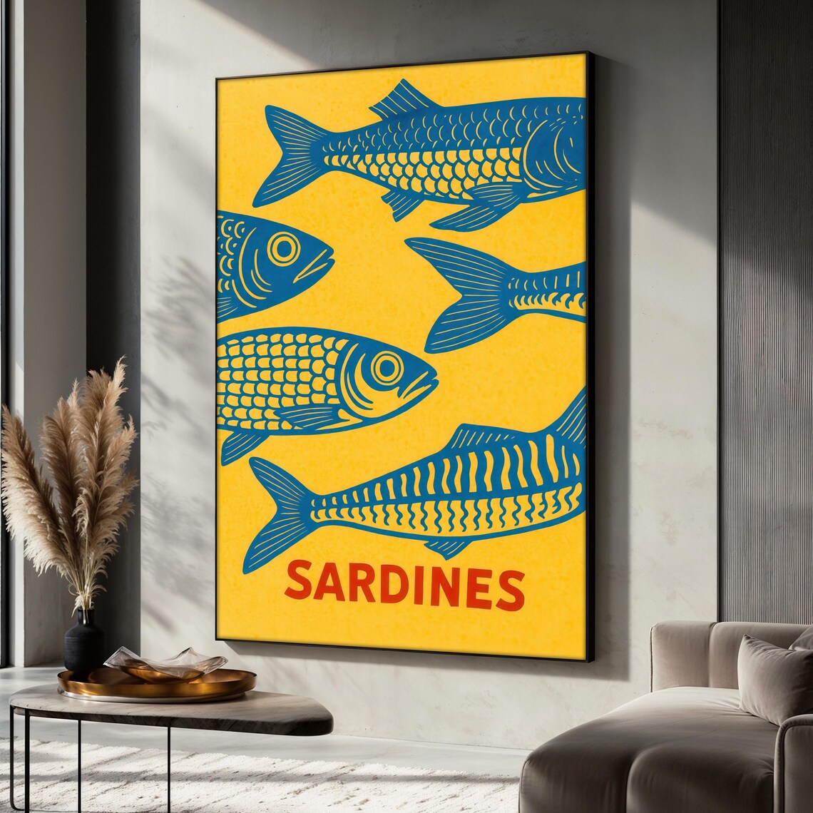 Sardines Painting, Retro Pop Art Kitchen Art