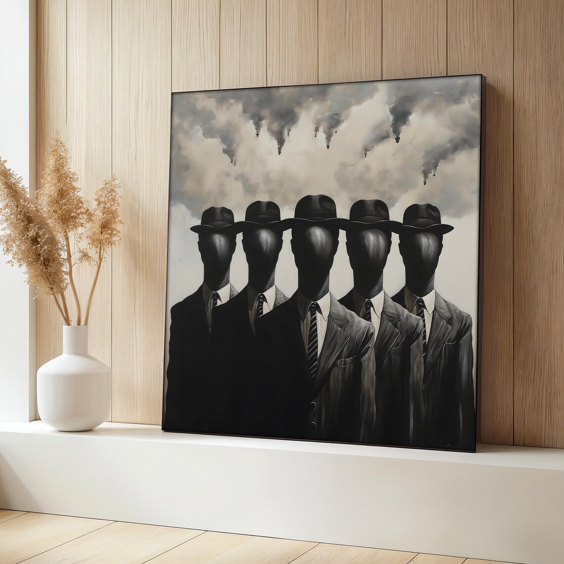 Ren Magritte, Surreal Faceless Men Art Print