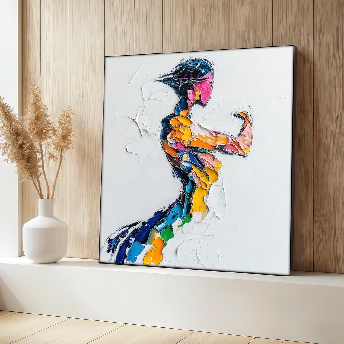 Colorful Woman Print, Abstract Female Silhouette