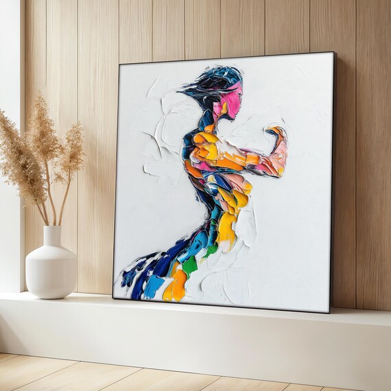Colorful Woman Print, Abstract Female Silhouette
