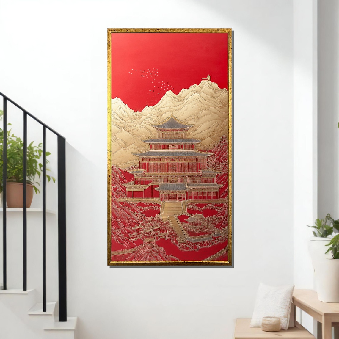 Japanese Temple Painting, Traditional Zen Decor