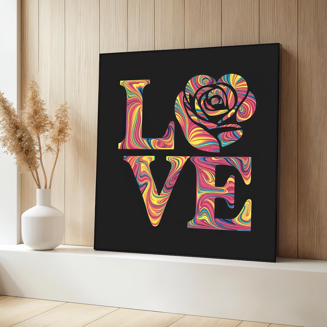 Colorful Love Painting, Modern Pop Art Typography