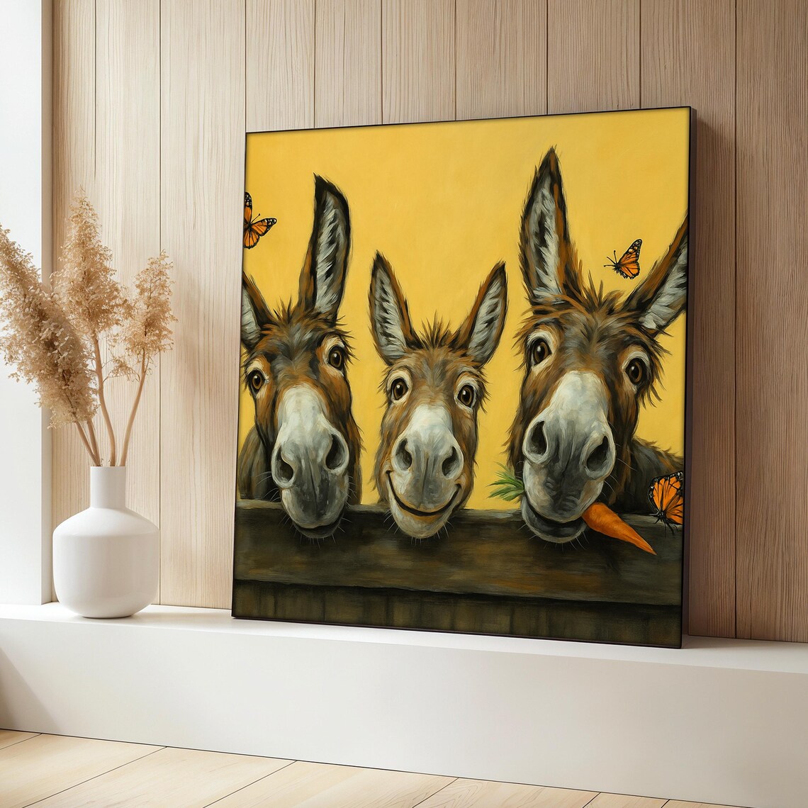 Funny Donkey Painting, Whimsical Farm Animal