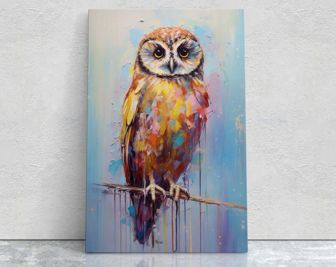 Owl Colors Abstract Owl Bird Art Print, Modern Decor