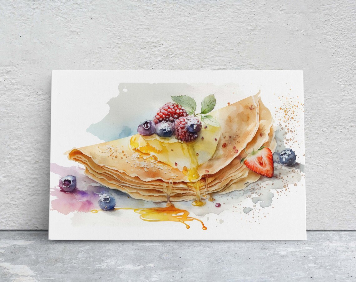 Crepes French Pastry Watercolor, Kitchen Art Print