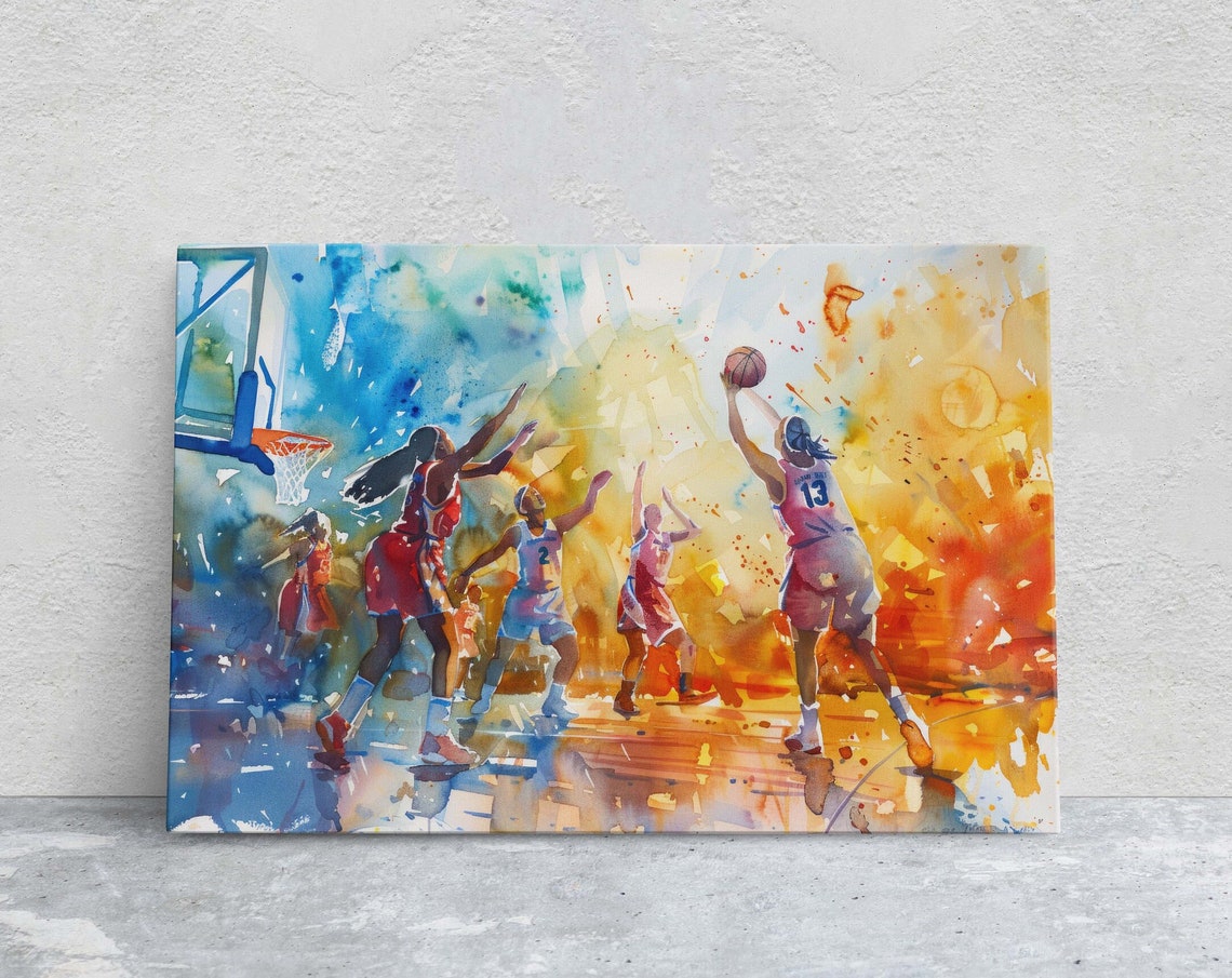Womens Basketball Girls Basketball Colorful Sports Woman Sports Large Art Print Framed Girls Room Kids Room Athlete