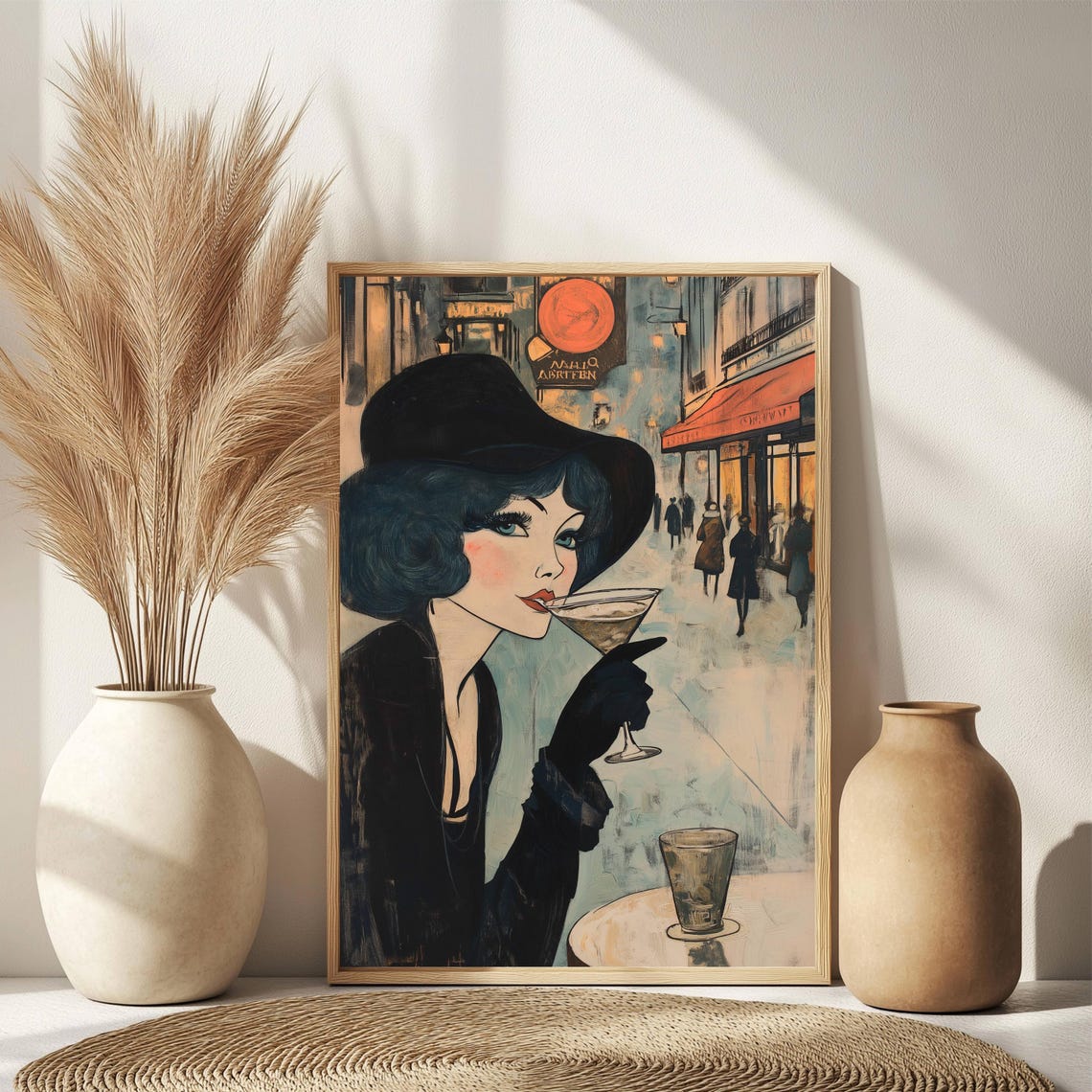 Vintage Paris Wall Art Parisian Women Illustration French Print Retro Decor