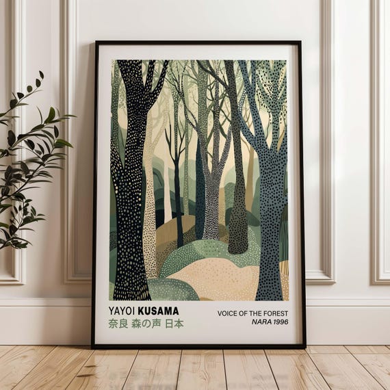Yayoi Kusama Inspired Forest Poster Voice Of The Forest Wall Art Abstract Nature Dots Art For Modern Home Decor