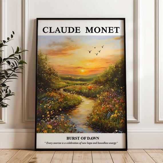 Claude Monet Wall Art Sunrise Poster Burst Of Dawn Impressionist Print Nature Landscape Artwork Uplifting Home Decor Fine Art