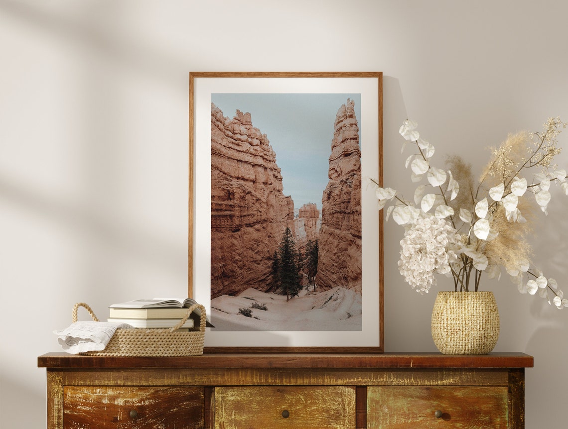 Bryce Canyon Utah Snowy Hoodoos Winter Landscape Photo Poster - Image 2