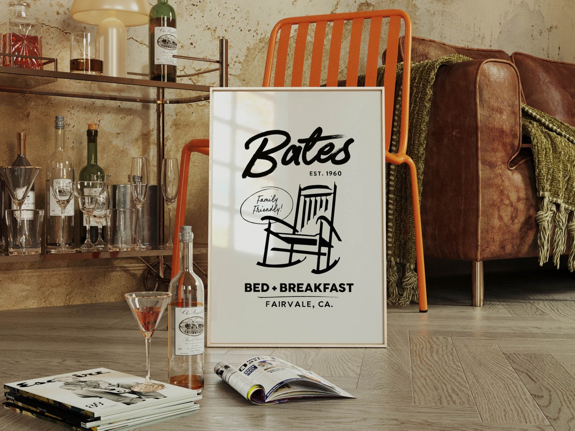 Bates Bed Breakfast Fairvale CA Funny Horror Fan Sign Poster