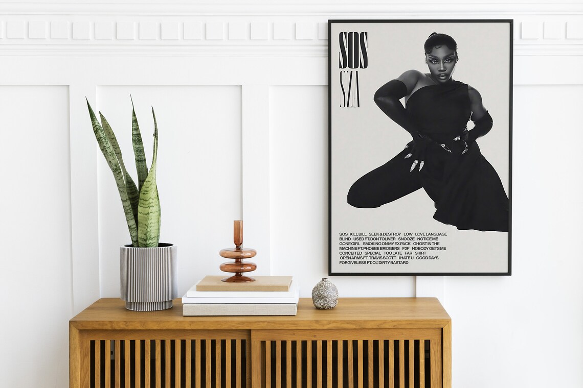 SZA SOS Album Tracklist Black White Portrait Music Poster For Fans - Image 2