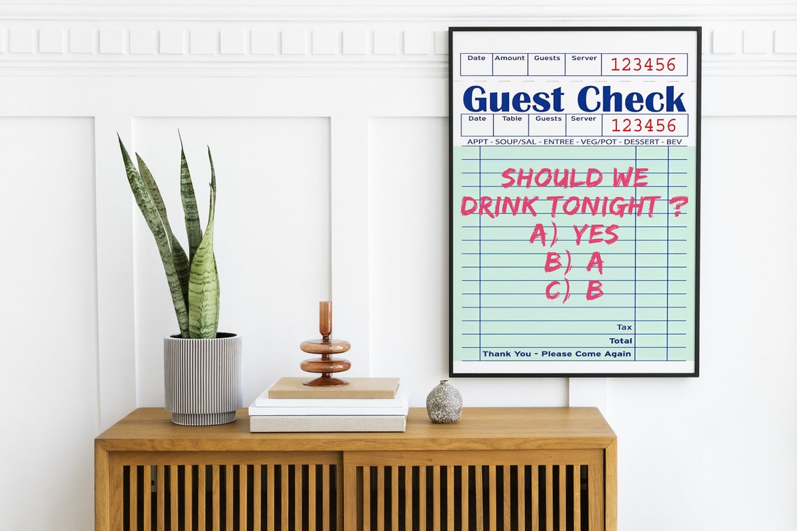 Should We Drink Tonight Funny Quiz Guest Check Bar Cart Quote Poster - Image 2