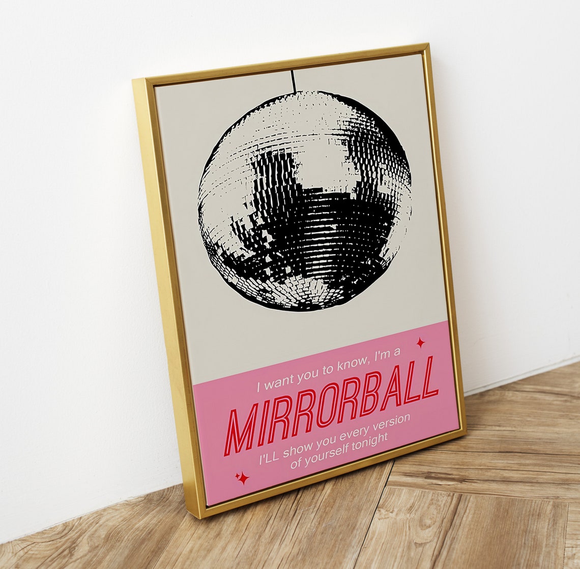 Taylor Swift Mirrorball Song Lyrics Pink Disco Ball Poster Art