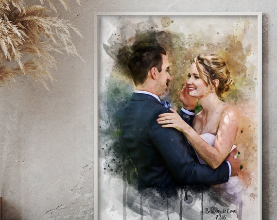 Personalized Gifts Wedding Summer Gift Painting Wall Decor Wall Art Gifts For Him Wedding Gifts Couple Portrait Portrait Watercolor