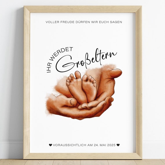 Personalized Gift For Grandma Grandpa Announce Pregnancy Announcement Family Planning Baby Having A Baby Picture Poster